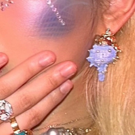 Ocean Lilac Earrings (Handpainted)